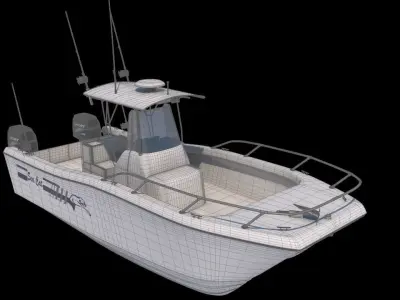 Sea Cat Center Console Outboard Fishing Boat Low-poly 3D model