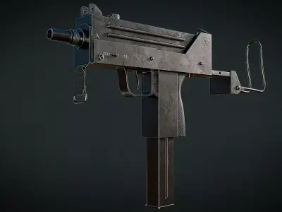 Submachine Gun Blender Rig - MC10 Rig V1 Low-poly 3D model