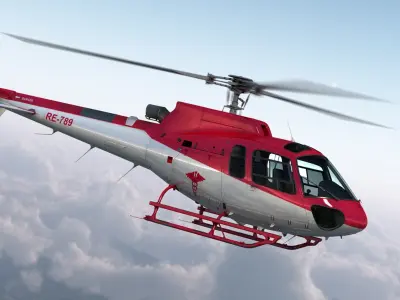 Medical Transport Helicopter Eurocopter AS-350 3D model