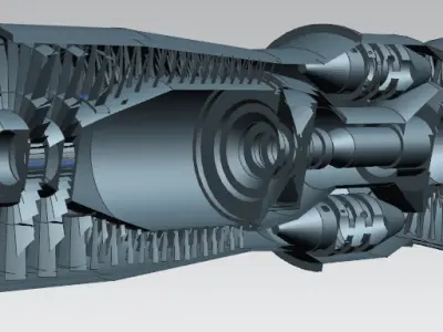aircraft engine surface modeling Low-poly 3D model