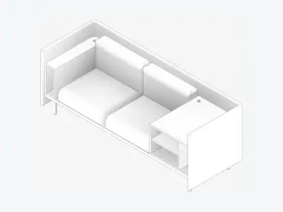 Sofa - Contemporary - Flame - Medium - Corner Shelf - Right Low-poly 3D model