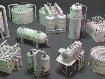 Industrial Tanks - 10 pieces 3D model
