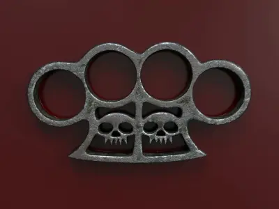 Grunge metal brass knuckles 3D model