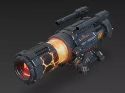 Red Cyber Turret Model Low-poly 3D model