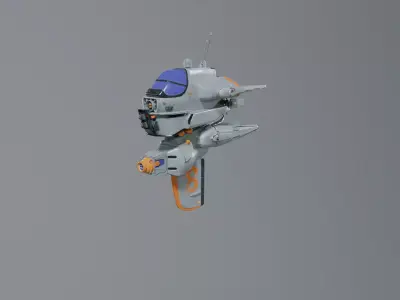Spaceship 8 lowpoly 3D model for Game AR VR Low-poly 3D model