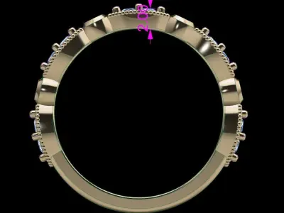 Three Quarter Antique Style Diamond Band Ring 3D print model