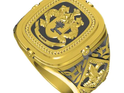 Antique Family Crest Ring 3D print model