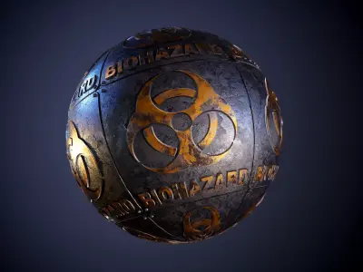 Metal biohazard Sign Sci-Fi Seamless PBR Texture Texture