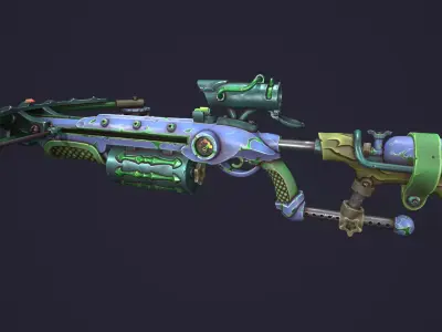 Steampunk crossbow  Low-poly 3D model