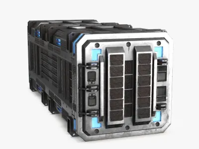 Sci-fi Container set of 3 v4 Low-poly 3D model