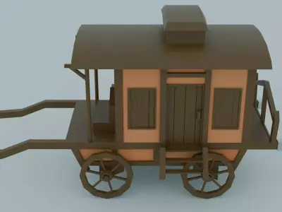 Medieval carriage Low-poly 3D model purchase