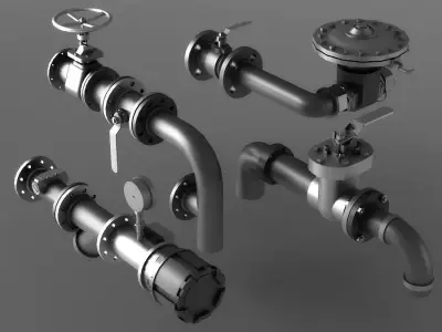 pipe pipes industrial low poly pipeline valve game 3D model by smallyueyue