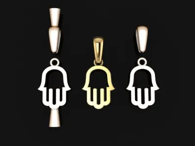 DAINTY HAMSA PENDANT FRAME CHARM 3D print model