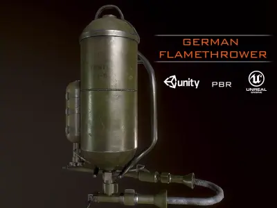 WW2 German Flamethrower WW2 Low-poly 3D model