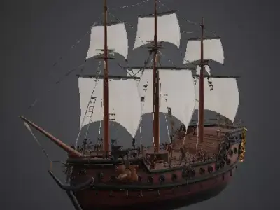 navio pirata Low-poly 3D model