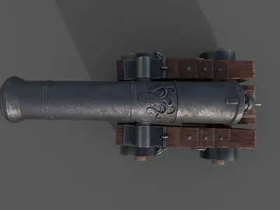 3D Ship Cannon Low-poly 3D model