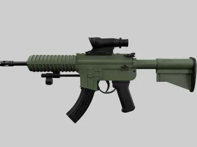 Assault rifle Low-poly 3D model 12