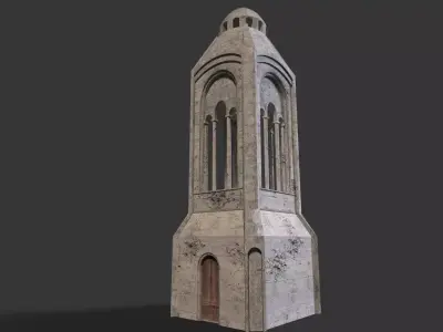 Medieval ruin Low-poly 3D model 3