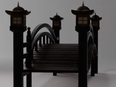 Japanese Bridge Low-poly 3D model