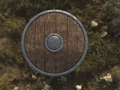 Wooden Vikings Shield  Low-poly 3D model
