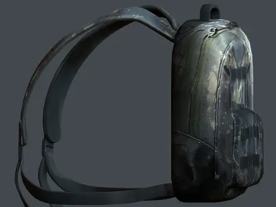 Backpack military combat Black baggage Low-poly Low-poly 3D model 7
