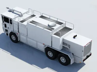 US Titan 6x6 Airport Fire Truck ARFF Low Poly Blank Static Low-poly 3D model