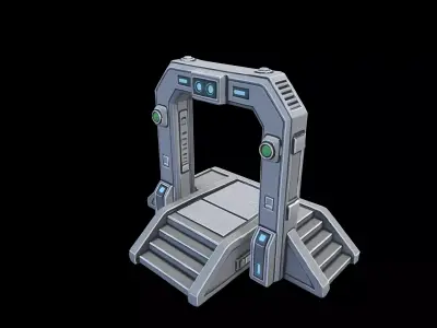 Low Poly Stylized Sci-Fi Industrial Teleporter Low-poly 3D model
