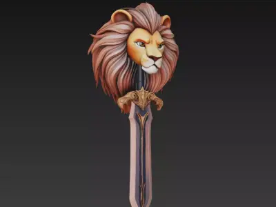 Lion King Sword - Majestic Fantasy Sculpture Blade 3D model
