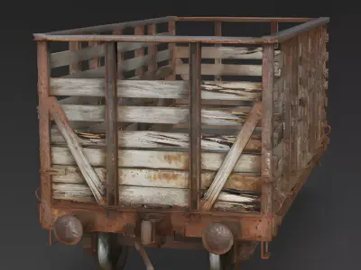 Realistic Full Rusted Cattle Train Car 3D Model Low-poly 3D model