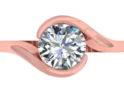 Round Stone Bypass Ring 3D print model