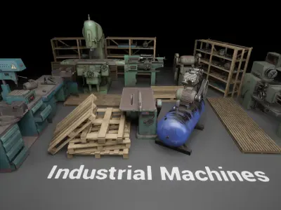 Post Soviet Industrial Machines  - UE5 Low-poly 3D model