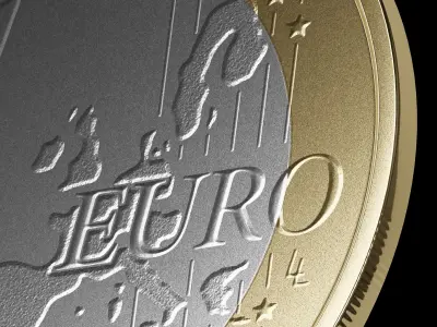 Free One Euro coin Hight Model-PBR textures Free low-poly 3D model