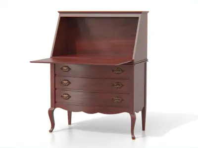 Antique Secretary Desk with Drawers Low-poly 3D model