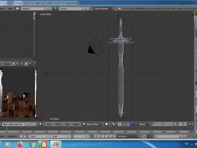 Low-Poly Leaf-shaped Sword Wooden Handgrip Tris Edge Low-poly 3D model