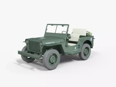WW2 JEEP USA  Low-poly 3D model