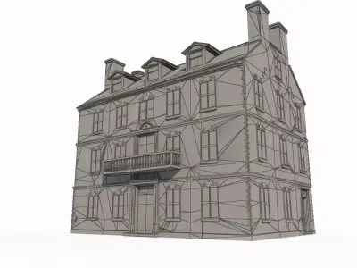 18th century architecture urban buildings shops 3D model