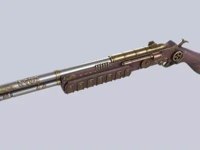 Steampunk gun  Low-poly 3D model