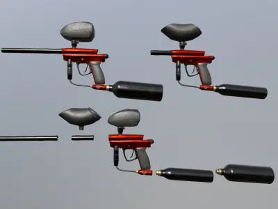 Modular Paintball Gun Low-poly 3D model