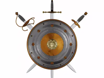 Weapon metal sword shield Low-poly 3D model
