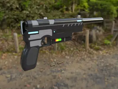 Scifi Pistol with Modular part  Low-poly 3D model