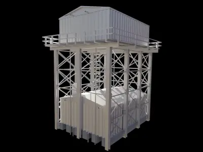 Overhead Steel Reservoir Steel Tank - Double Tanks 3D model