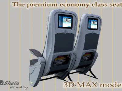 The premium economy class seat 3D model by shein-maksym