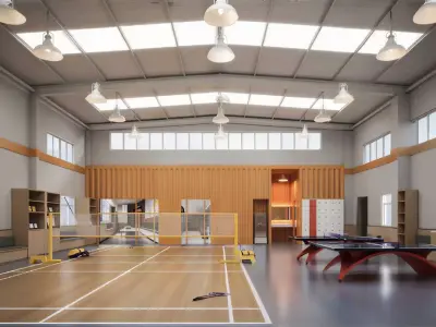 Modern multi-purpose indoor badminton 3D model