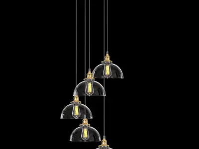 FACTORY FILAMENT CLEAR GLASS DOME ROUND PENDANT 3D model