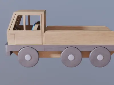 WOODEN TOY TRUCK - RogueFilmProductions Low-poly 3D model