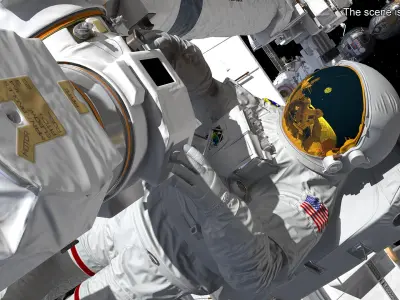 Astronaut Suit with Male Figure Rigged for Cinema 4D 3D model