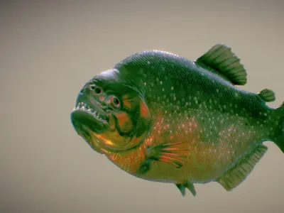 Red-bellied piranha Low-poly 3D model