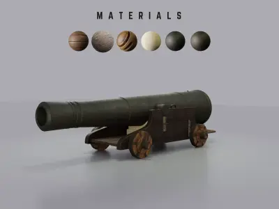 Cannon Low-poly 3D model 7