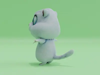 White Rodent Beaver Character T-Pose Low-poly 3D model
