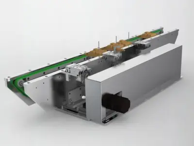 Width adjustable double belt assembly line 3D model